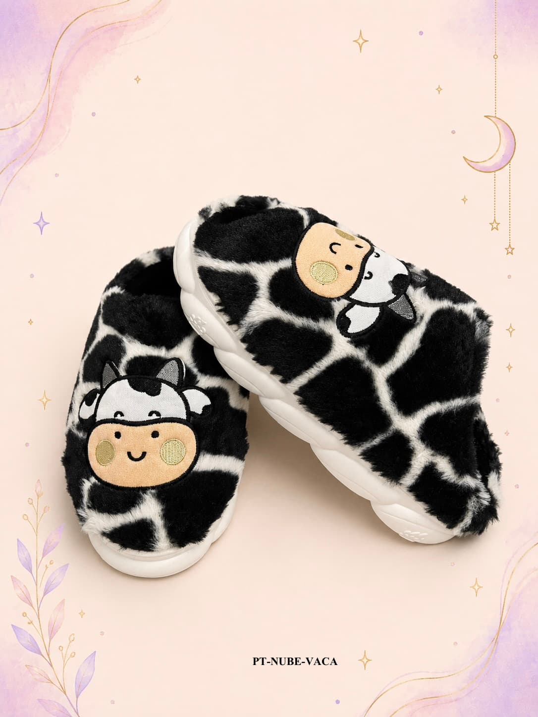 Pantufla Suela Nubel Vaca Negro - Blanco