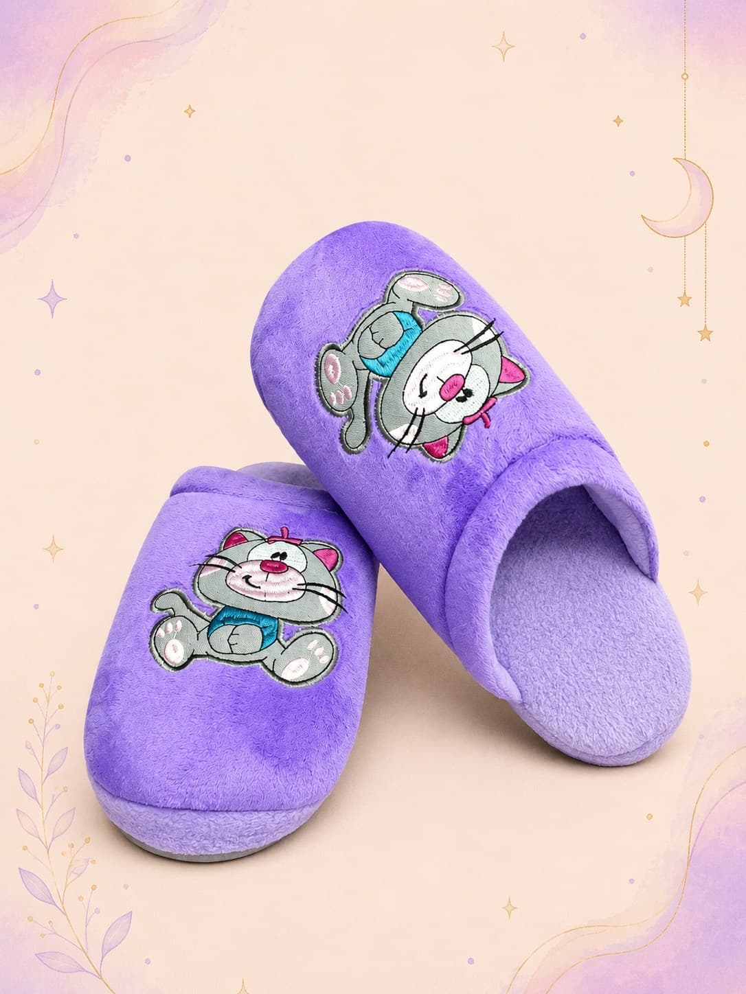 Pantufla Nacional Suela Blanda Gato Lila